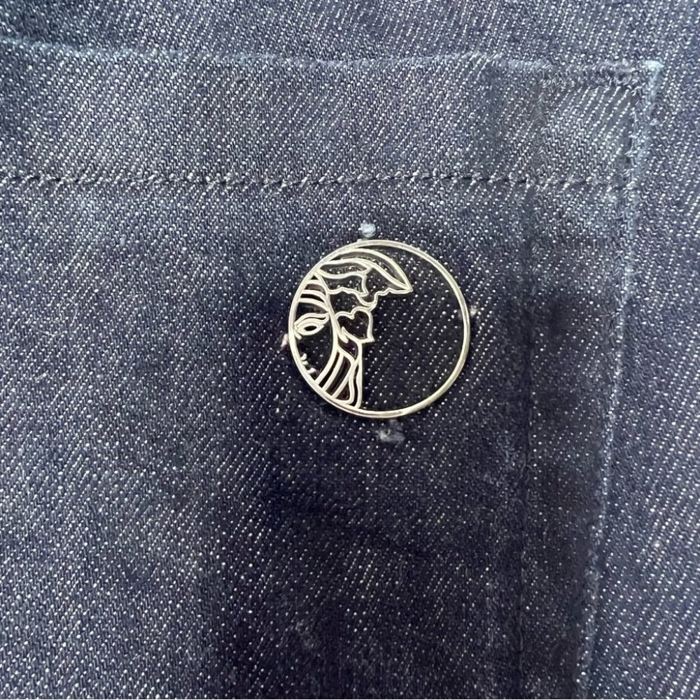 Versace jeans Medusa logo metal emblem buttons charm straight leg dark wash - Picture 3 of 16